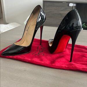 Christian Louboutin Black Patent Leather Pointed-Toe Stiletto Pumps